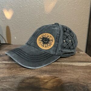 C.C faded black hat with sunflower
